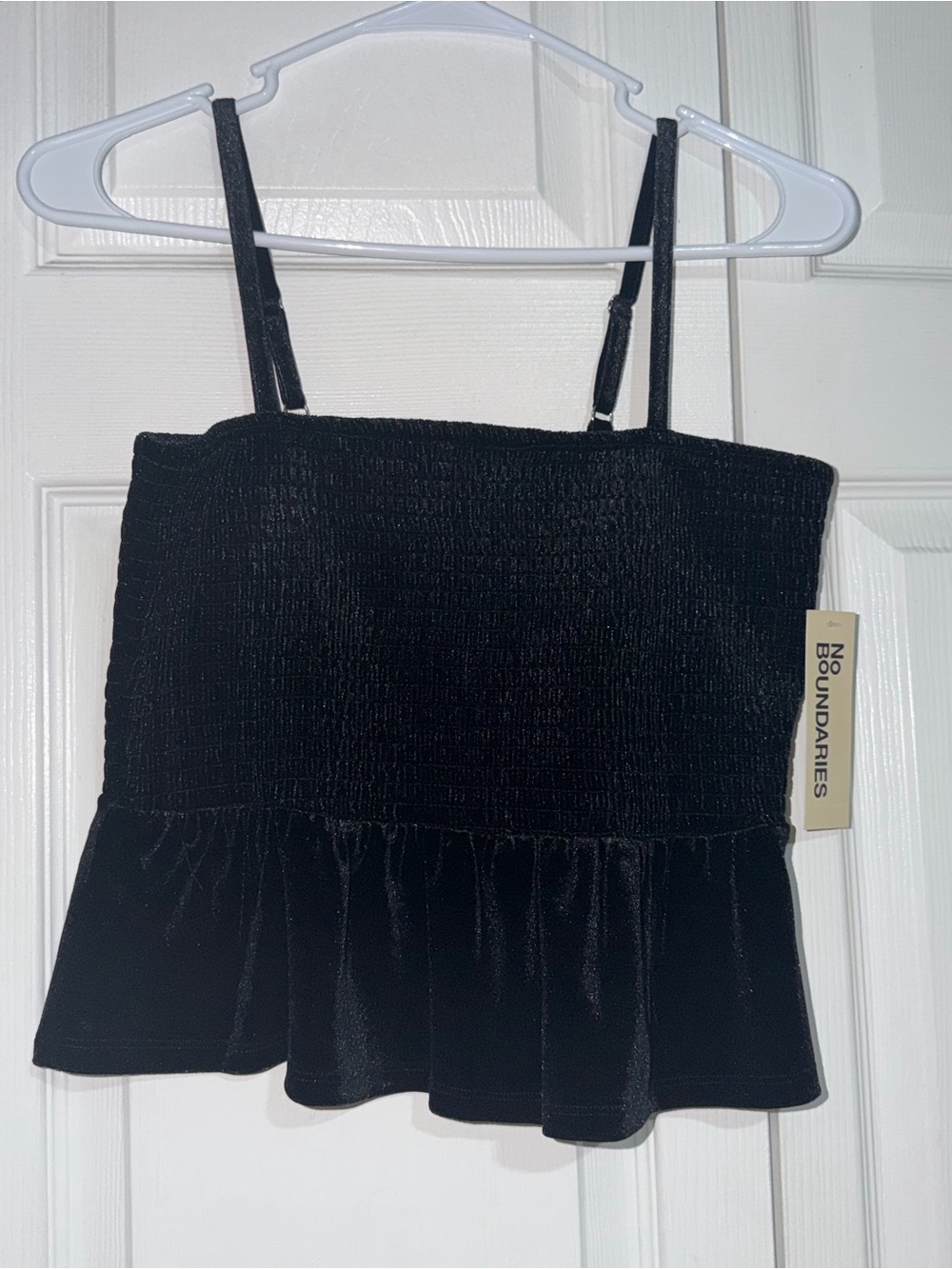 No Boundaries Black Smocked Peplum Cami